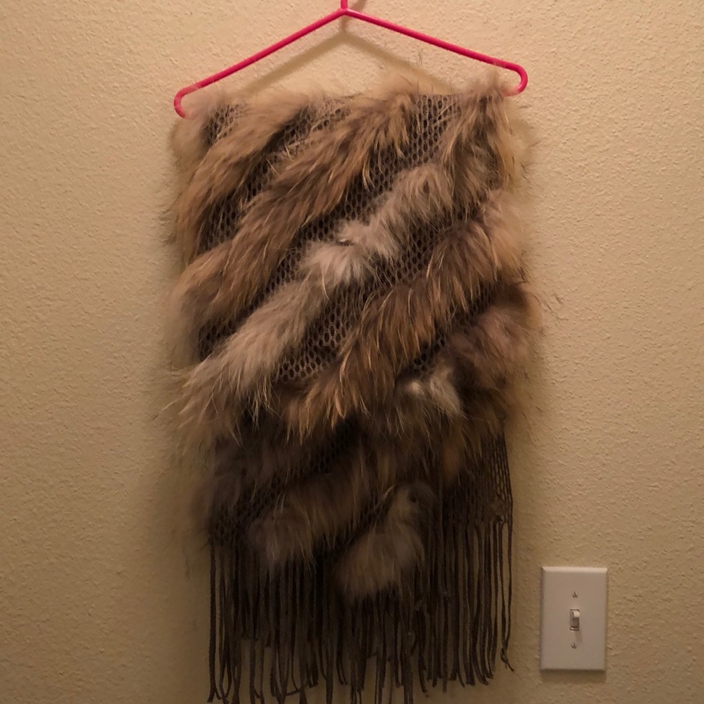 DANA STEIN RACCOON KNIT WRAP